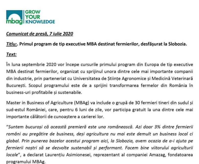 Agrii România susține primul program de tip executive MBA destinat fermierilor!  %Post Title